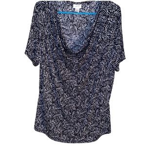 Jaclyn Smith Short-Sleeve Women’s Blouse. Black and white.  Size 1X